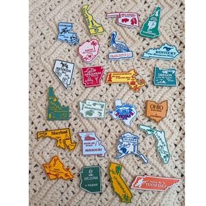 Vintage US State Souvenir Rubber Magnet Set 23 Piece Travel Map Collection